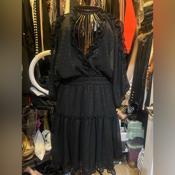 Love Stitch Dresses & Skirts - Lovestitch Give Me Glitz Mini Dress, Black and gold